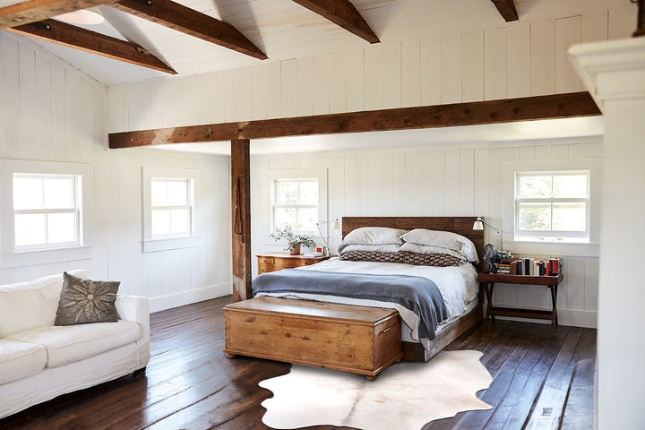 Ivory with Beige Large Brazilian Cowhide Rug 6'4"H x 4'11"W #A46078 by Hudson Hides