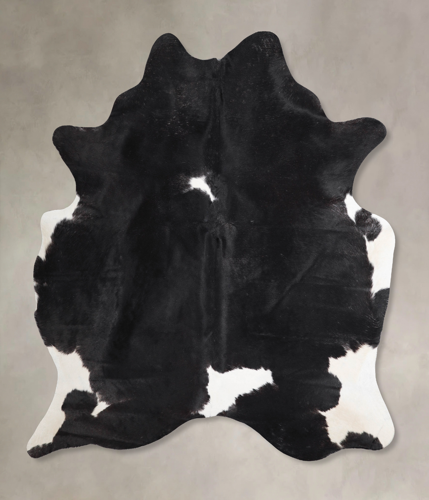 Black and White X-Large Brazilian Cowhide Rug 7'1"H x 6'2"W #A46095 by Hudson Hides