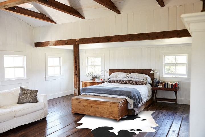 Black and White XX-Large Brazilian Cowhide Rug 8'0"H x 7'0"W #A46116 by Hudson Hides