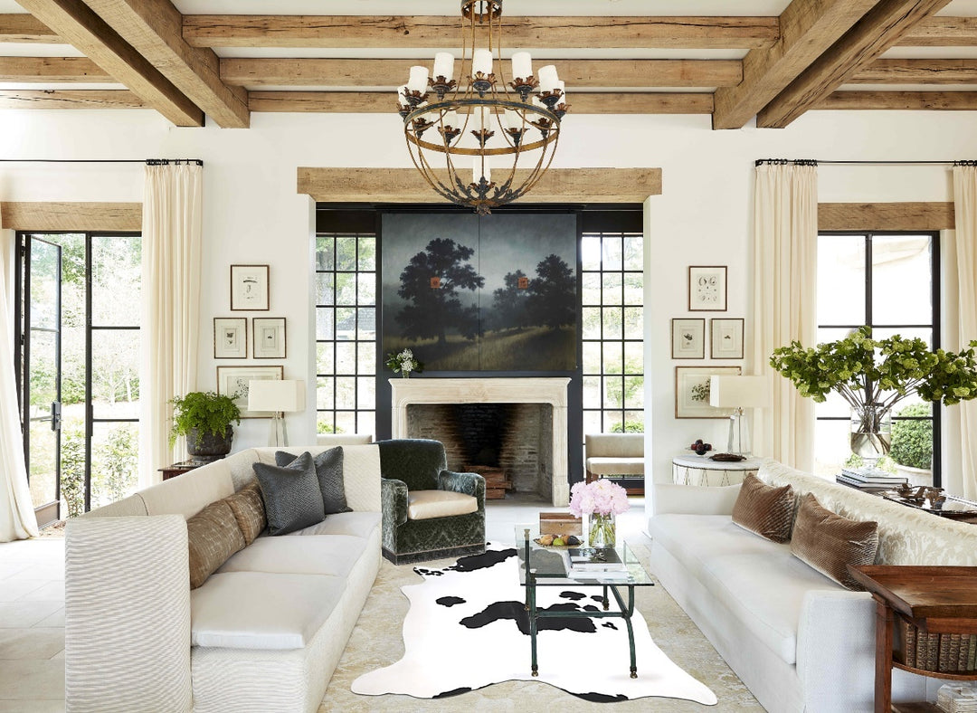Black and White X-Large Brazilian Cowhide Rug 7'5"H x 5'11"W #A46144 b