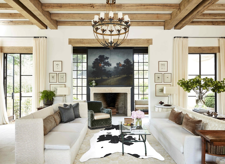 Black and White XX-Large Brazilian Cowhide Rug 7'3"H x 6'11"W #A46156 by Hudson Hides