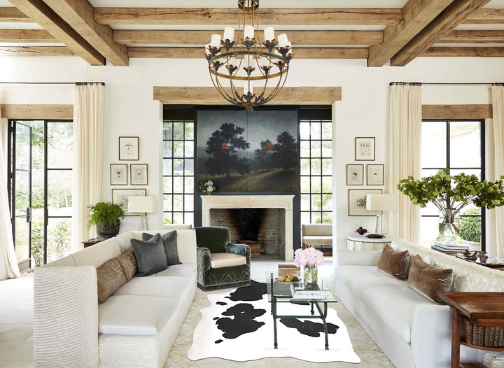 Black and White Large Brazilian Cowhide Rug 6'9"H x 5'7"W #A46170 by Hudson Hides