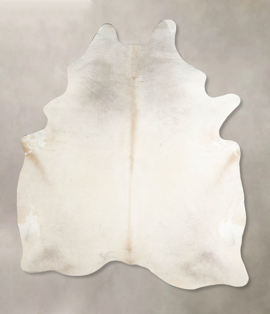 Ivory with Beige X-Large Brazilian Cowhide Rug 7'10"H x 6'0"W #A46281 by Hudson Hides