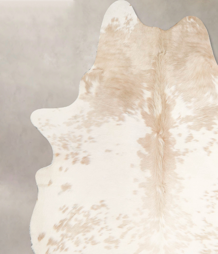 Beige and White Large Brazilian Cowhide Rug 6'11"H x 5'7"W #A46347 by Hudson Hides