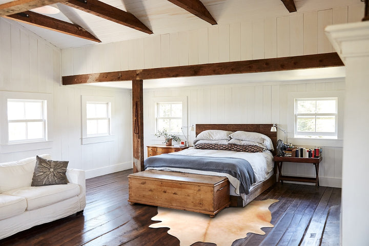 Beige XX-Large Brazilian Cowhide Rug 8'3"H x 7'6"W #A46426 by Hudson Hides