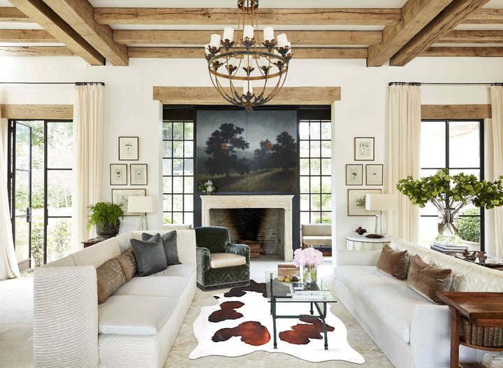 Chocolate and White X-Large Brazilian Cowhide Rug 7'2"H x 6'1"W #A46437 by Hudson Hides