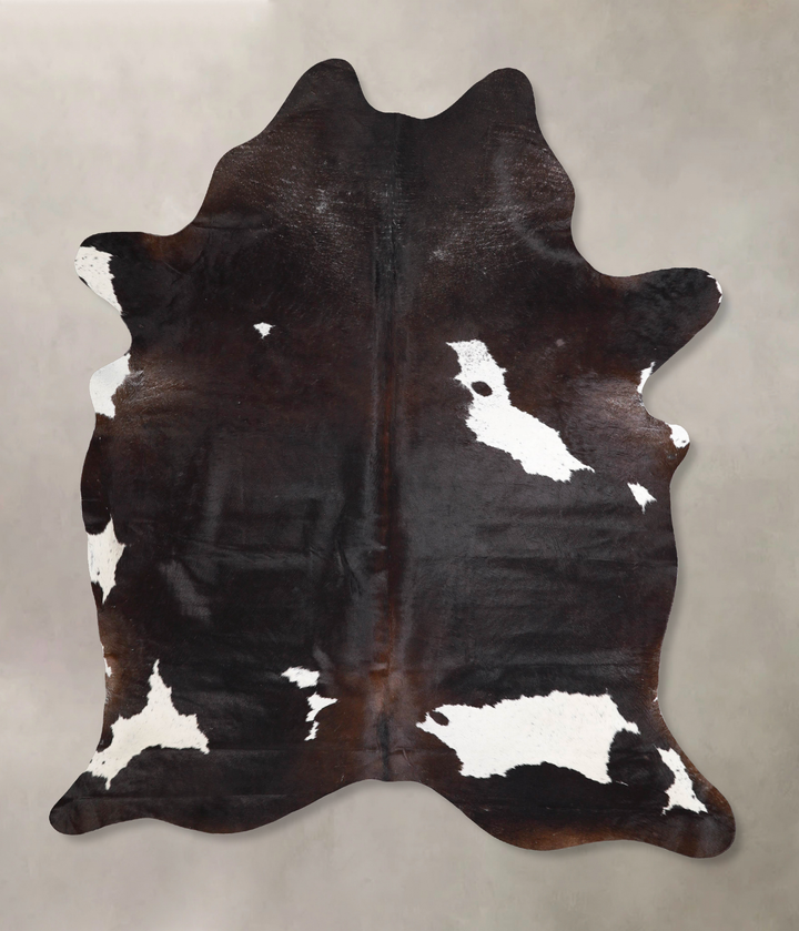 Chocolate and White X-Large Brazilian Cowhide Rug 7'2"H x 5'8"W #A46463 by Hudson Hides