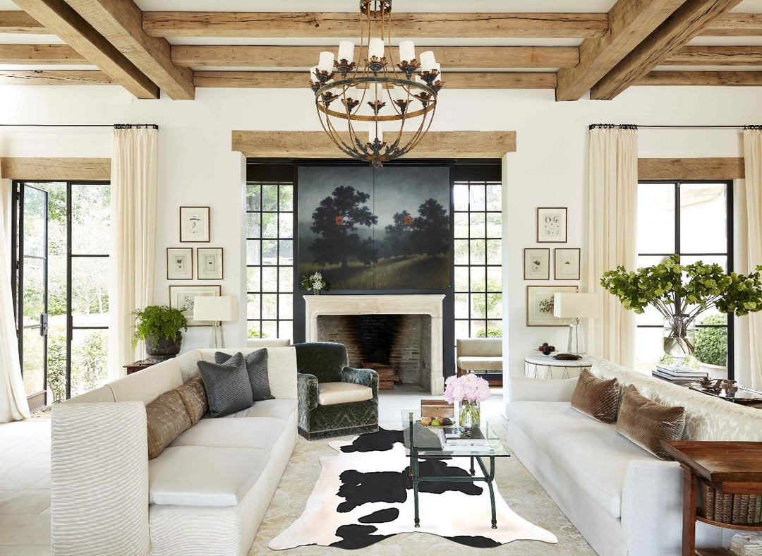 Black and White XX-Large Brazilian Cowhide Rug 7'8"H x 6'10"W #A46563 