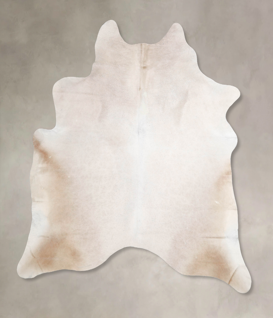 Ivory with Beige X-Large Brazilian Cowhide Rug 7'1"H x 6'4"W #A46620 by Hudson Hides