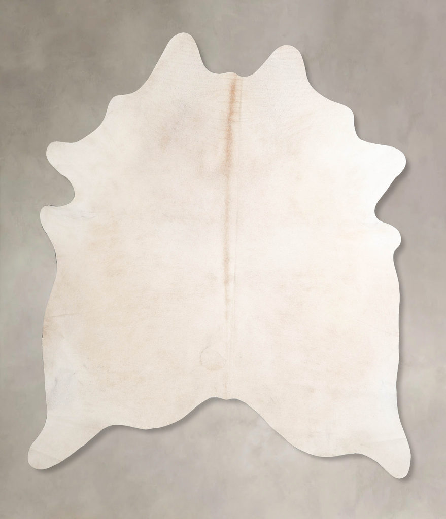 Ivory with Beige X-Large Brazilian Cowhide Rug 7'6"H x 6'6"W #A46652 by Hudson Hides