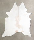 Ivory with Beige XX-Large Brazilian Cowhide Rug 8'1"H x 6'11"W #A46682 by Hudson Hides