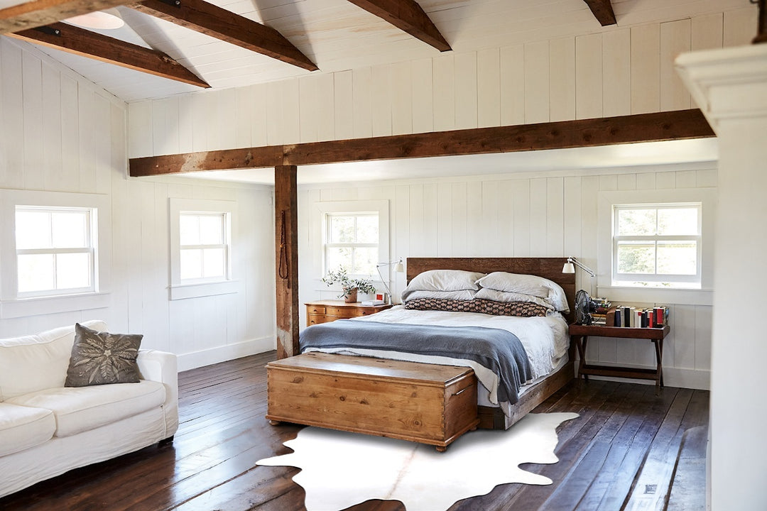 Ivory with Beige XX-Large Brazilian Cowhide Rug 8'1"H x 6'11"W #A46682