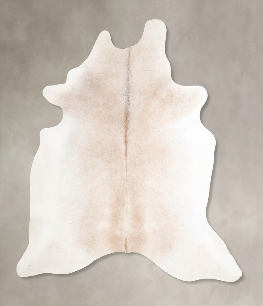 Ivory with Beige X-Large Brazilian Cowhide Rug 7'2"H x 6'1"W #A46689 by Hudson Hides