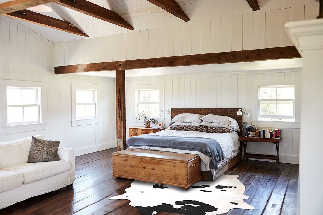 Black and White X-Large Brazilian Cowhide Rug 7'4"H x 6'4"W #A46873 by
