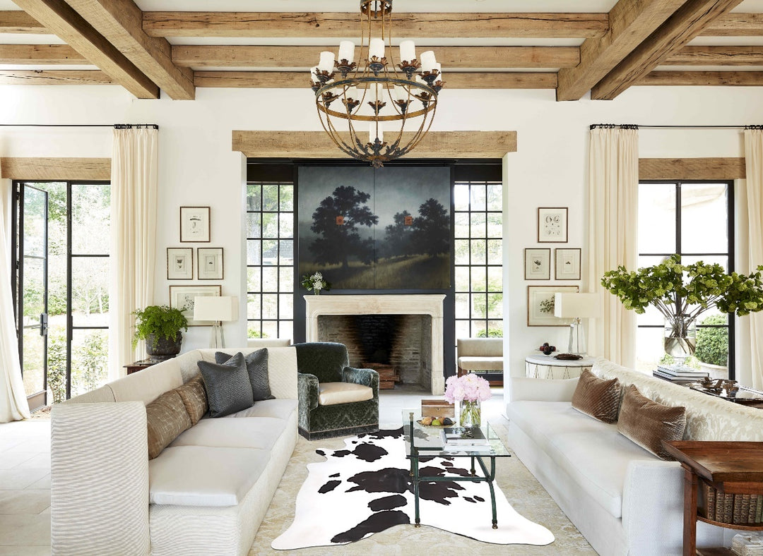 Chocolate and White X-Large Brazilian Cowhide Rug 7'5"H x 5'8"W #A4691