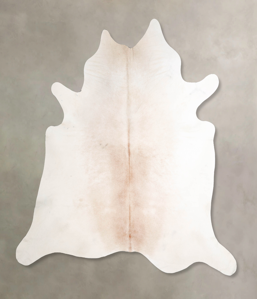 Ivory with Beige XX-Large Brazilian Cowhide Rug 7'8"H x 7'4"W #A46963 by Hudson Hides