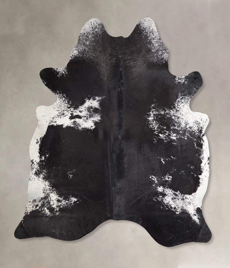 Salt and Pepper Black X-Large Brazilian Cowhide Rug 7'1"H x 6'2"W #A46967 by Hudson Hides