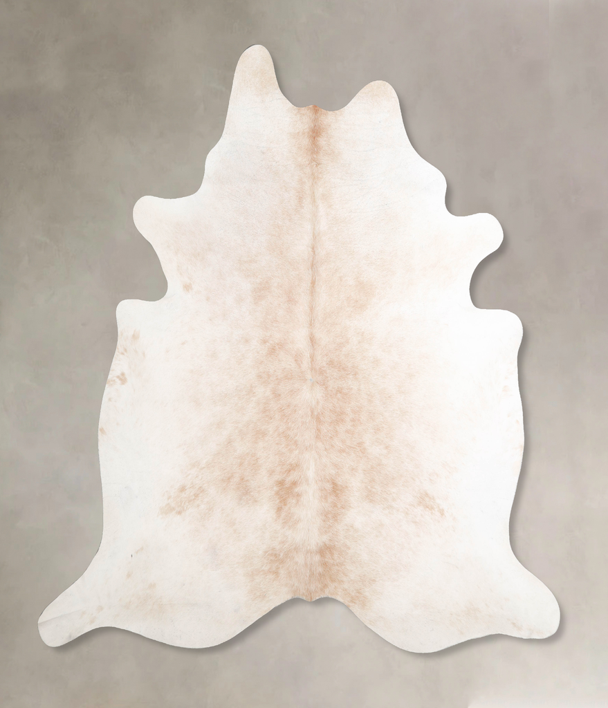 Ivory with Beige XX-Large Brazilian Cowhide Rug 7'8"H x 7'4"W #A47030 by Hudson Hides