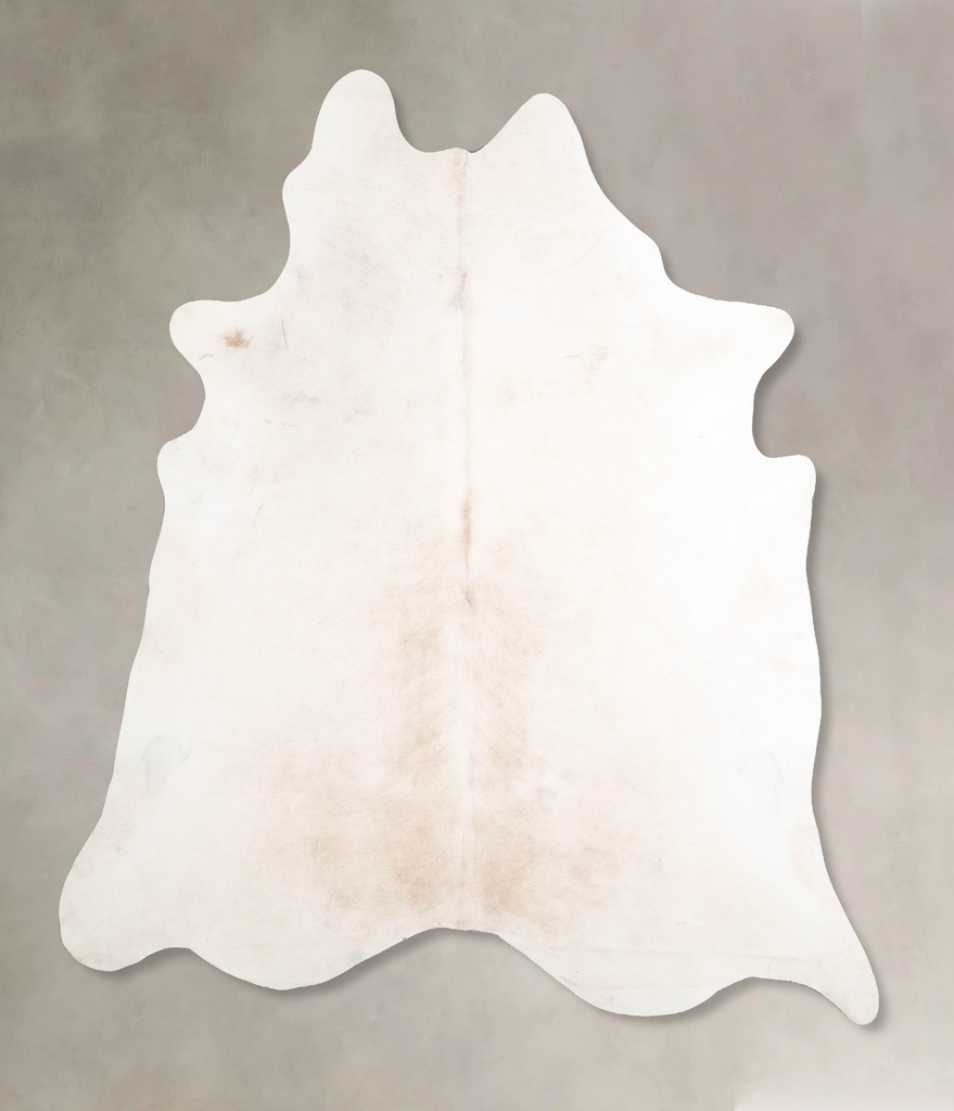 Ivory with Beige XX-Large Brazilian Cowhide Rug 7'8"H x 6'10"W #A47105 by Hudson Hides