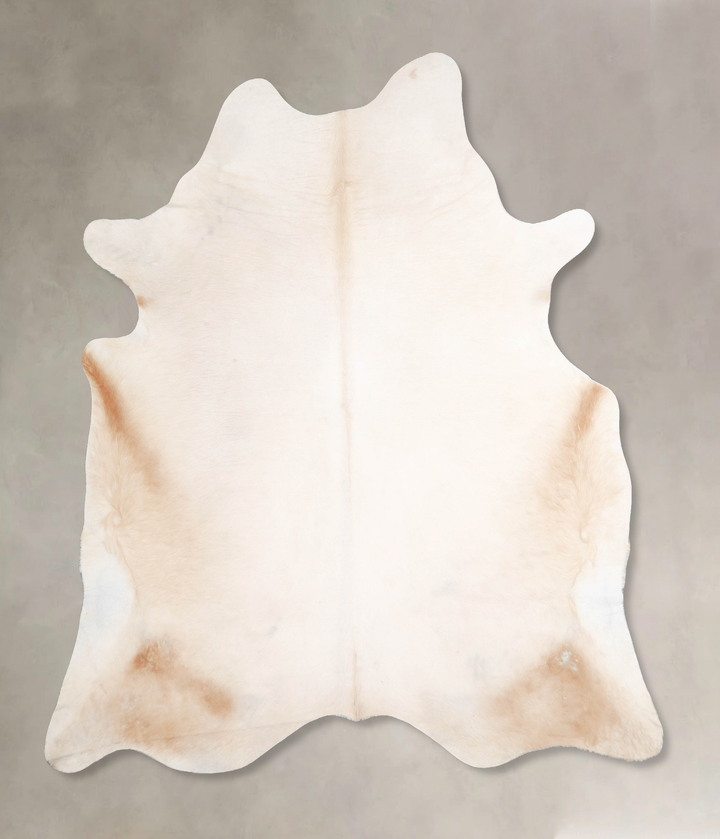 Ivory with Beige X-Large Brazilian Cowhide Rug 7'4"H x 6'10"W #A47124 by Hudson Hides