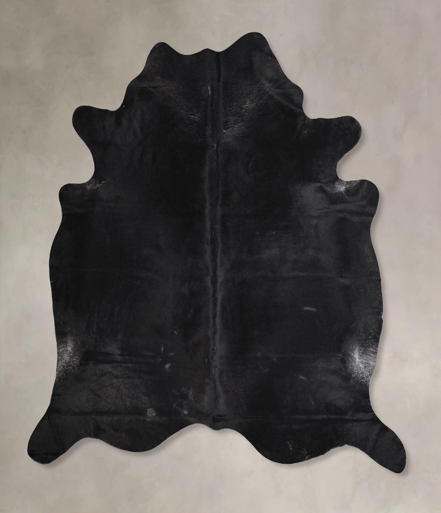 Solid Black XX-Large Brazilian Cowhide Rug 7'3"H x 7'1"W #A47144 by Hudson Hides