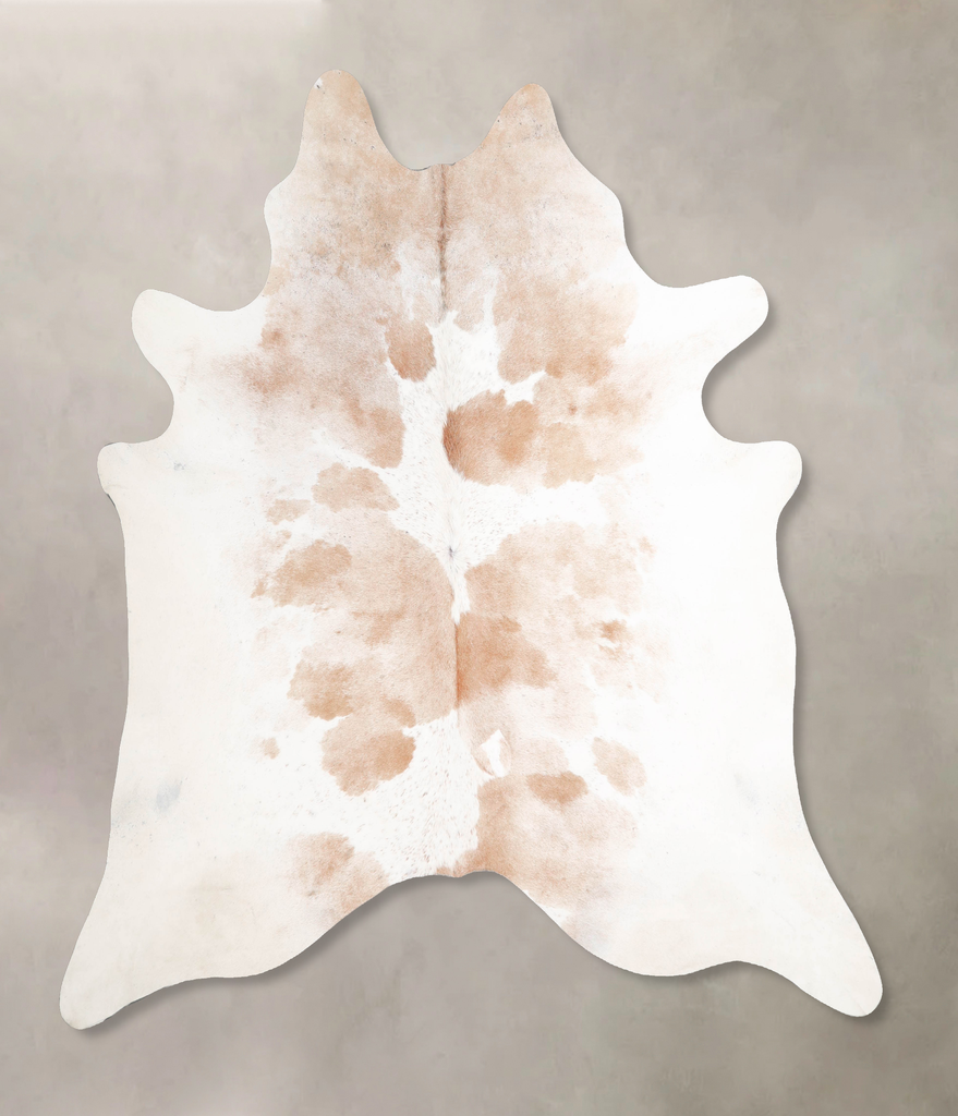 Beige and White X-Large Brazilian Cowhide Rug 7'2"H x 6'11"W #A47154 by Hudson Hides