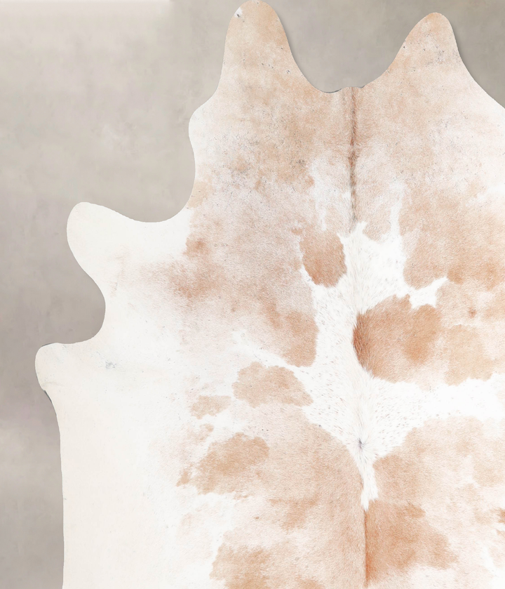 Beige and White X-Large Brazilian Cowhide Rug 7'2"H x 6'11"W #A47154 by Hudson Hides