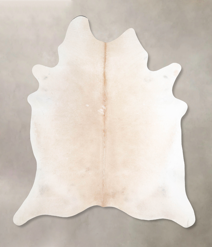 Ivory with Beige X-Large Brazilian Cowhide Rug 7'2"H x 5'11"W #A47163 by Hudson Hides