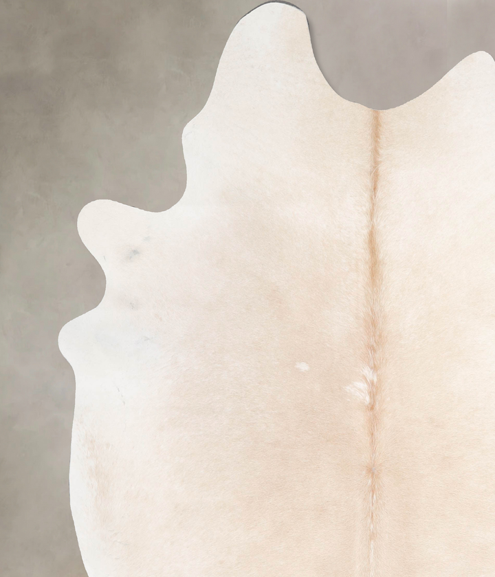 Ivory with Beige X-Large Brazilian Cowhide Rug 7'2"H x 5'11"W #A47163 by Hudson Hides