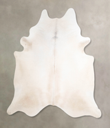 Ivory with Beige X-Large Brazilian Cowhide Rug 7'2"H x 6'11"W #A47206 by Hudson Hides