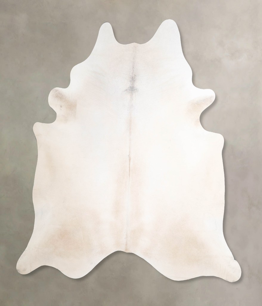 Ivory with Beige X-Large Brazilian Cowhide Rug 7'2"H x 6'11"W #A47206 by Hudson Hides