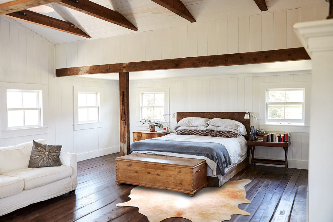 Beige XX-Large Brazilian Cowhide Rug 8'1"H x 7'0"W #A47253 by Hudson H