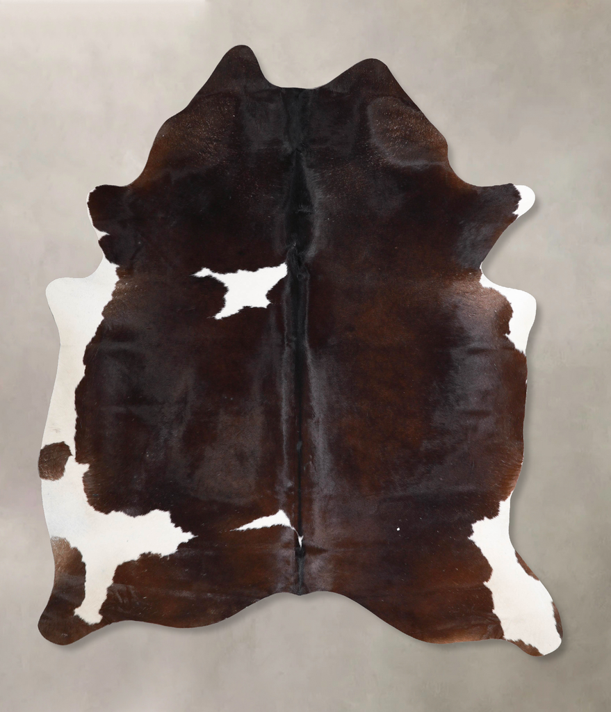 Chocolate and White X-Large Brazilian Cowhide Rug 7'7"H x 5'11"W #A47279 by Hudson Hides