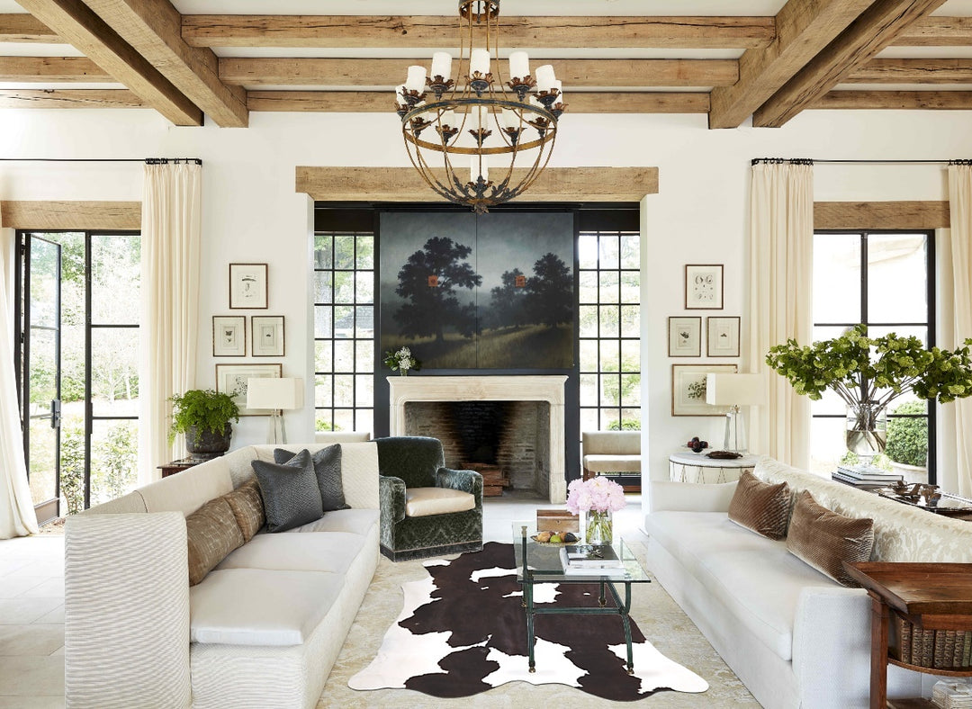 Chocolate and White X-Large Brazilian Cowhide Rug 7'8"H x 6'6"W #A4741