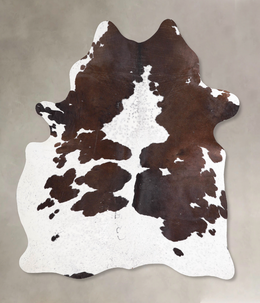 Chocolate and White Large Brazilian Cowhide Rug 6'3"H x 5'3"W #A47457 by Hudson Hides