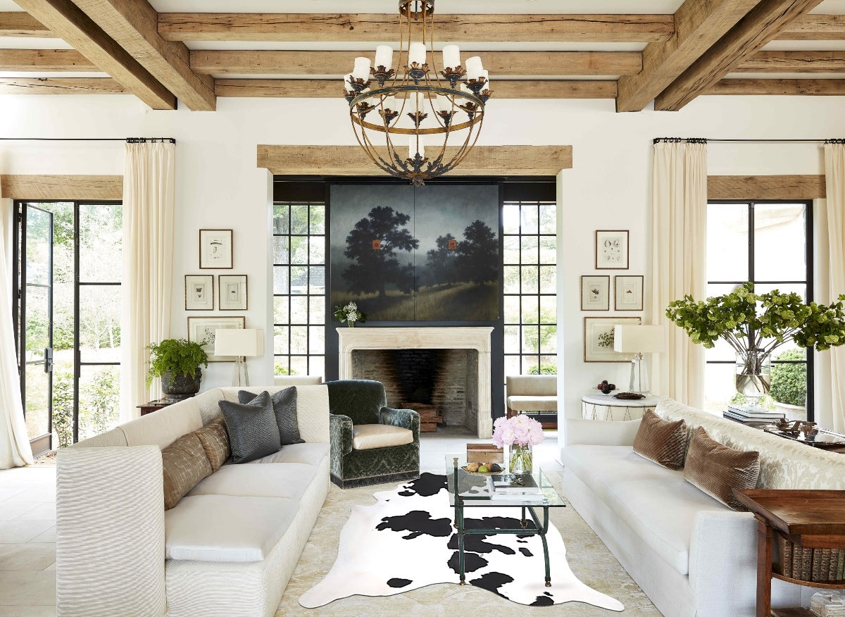 Black and White XX-Large Brazilian Cowhide Rug 8'3"H x 7'2"W #A47519 by Hudson Hides