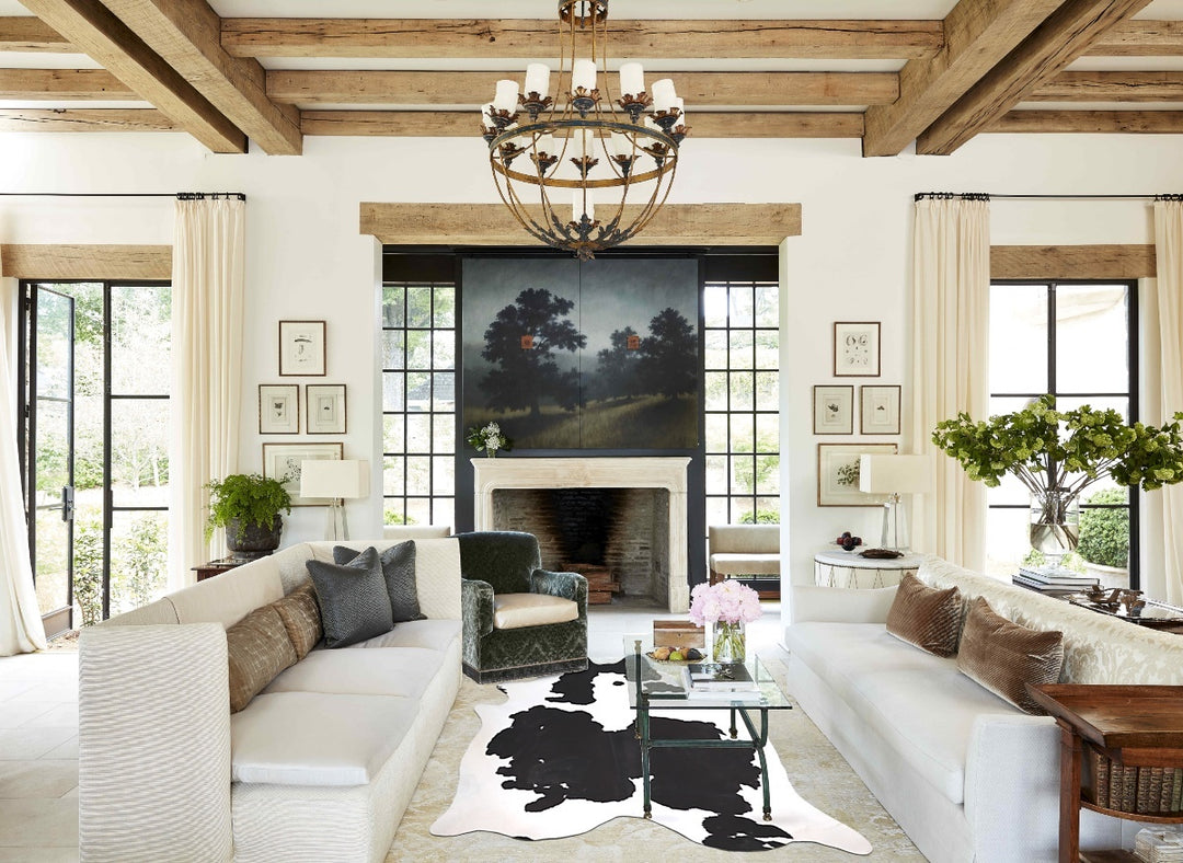 Black and White XX-Large Brazilian Cowhide Rug 8'4"H x 7'1"W #A47559 b