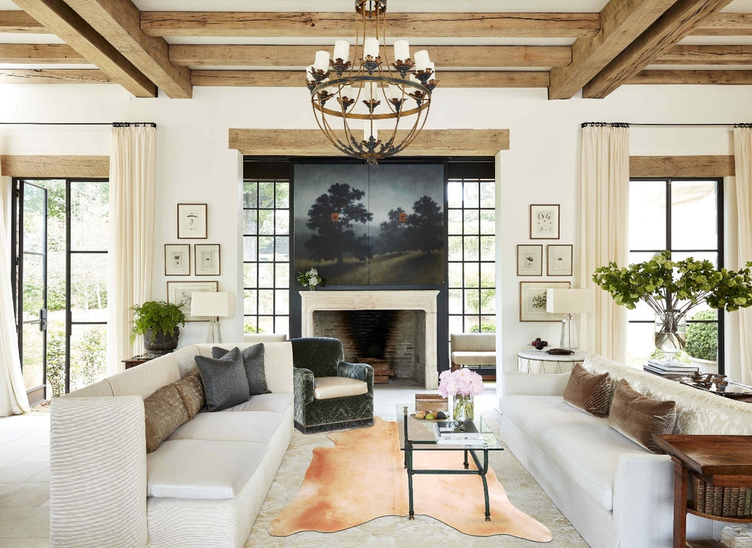 Beige XX-Large Brazilian Cowhide Rug 7'8"H x 7'1"W #A47622 by Hudson H