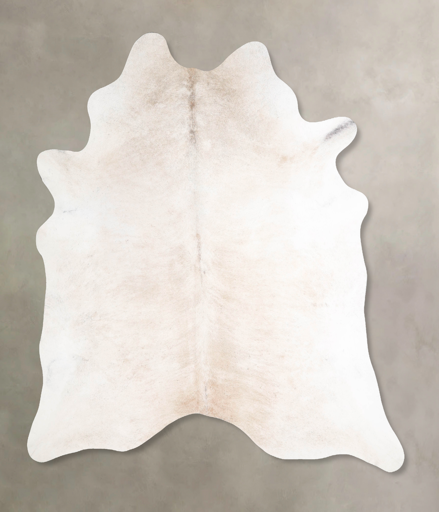 Ivory with Beige X-Large Brazilian Cowhide Rug 7'4"H x 6'5"W #A47653 by Hudson Hides