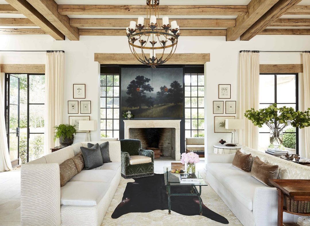 Solid Black XX-Large Brazilian Cowhide Rug 8'5"H x 7'1"W #A47757 by Hu