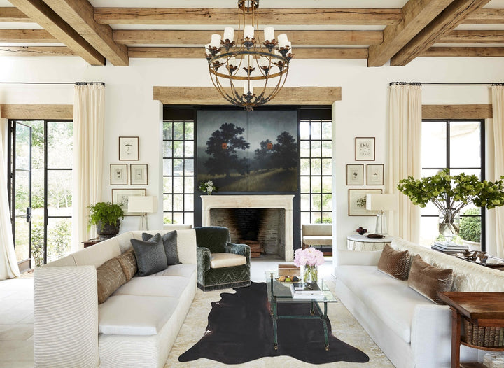 Solid Black XX-Large Brazilian Cowhide Rug 7'10"H x 7'0"W #A47808 by Hudson Hides