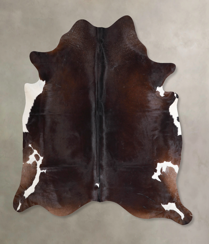 Chocolate and White XX-Large Brazilian Cowhide Rug 7'8"H x 7'0"W #A47855 by Hudson Hides
