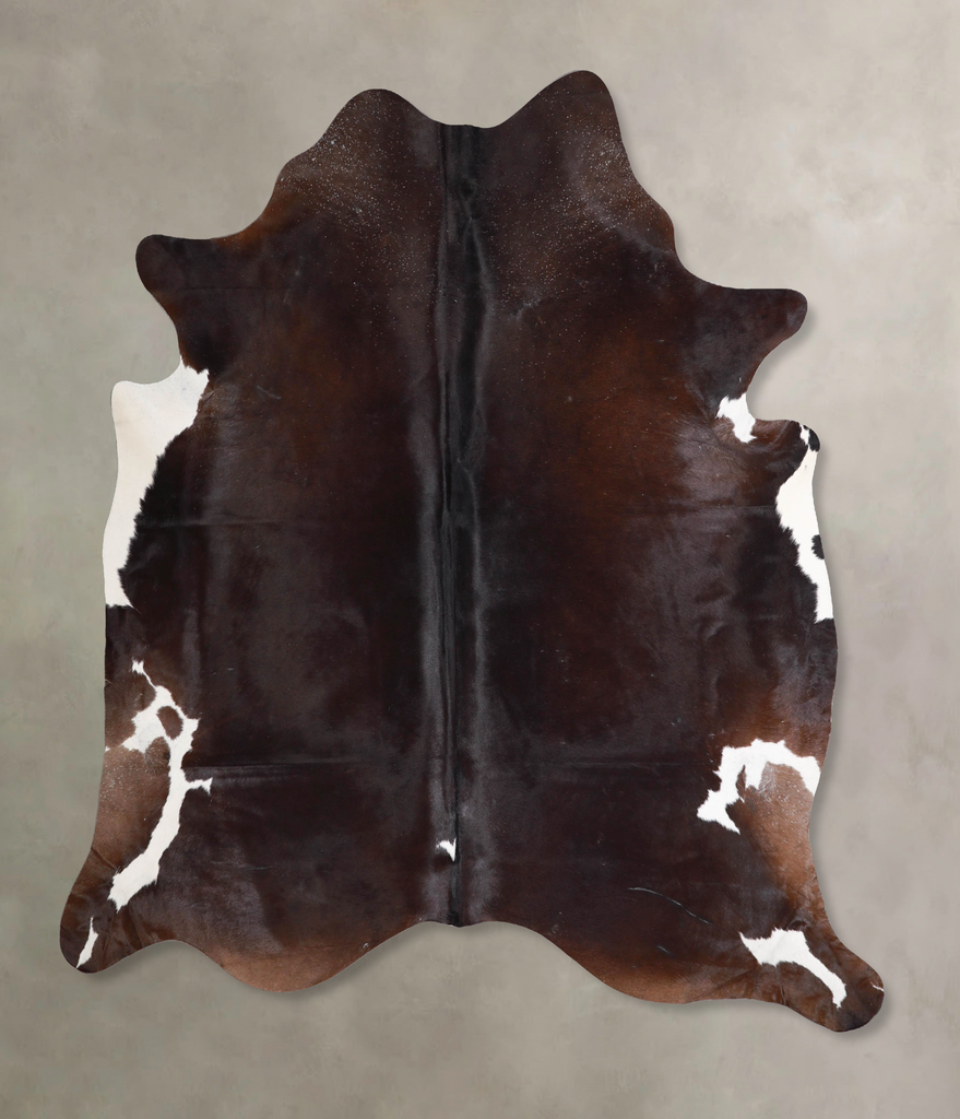 Chocolate and White XX-Large Brazilian Cowhide Rug 7'8"H x 7'0"W #A47855 by Hudson Hides