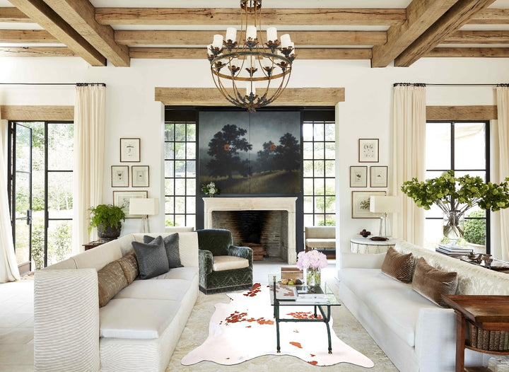 Brown and White X-Large Brazilian Cowhide Rug 7'3"H x 6'6"W #A47903 by Hudson Hides