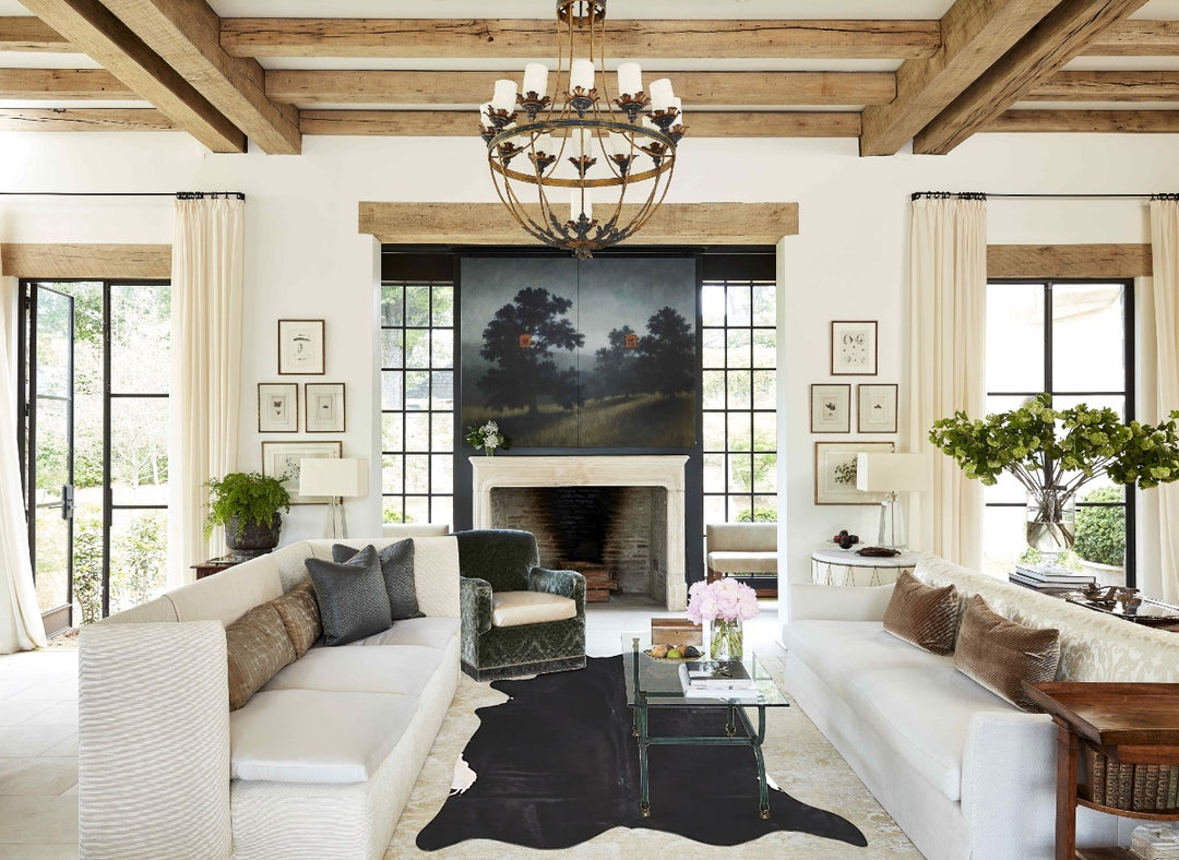 Solid Black XX-Large Brazilian Cowhide Rug 7'10"H x 7'1"W #A47934 by H