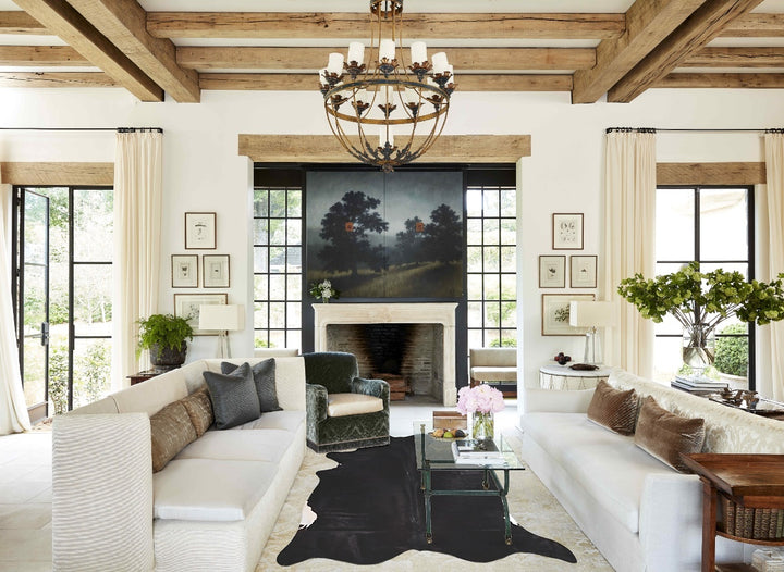 Solid Black XX-Large Brazilian Cowhide Rug 7'10"H x 7'1"W #A47934 by Hudson Hides