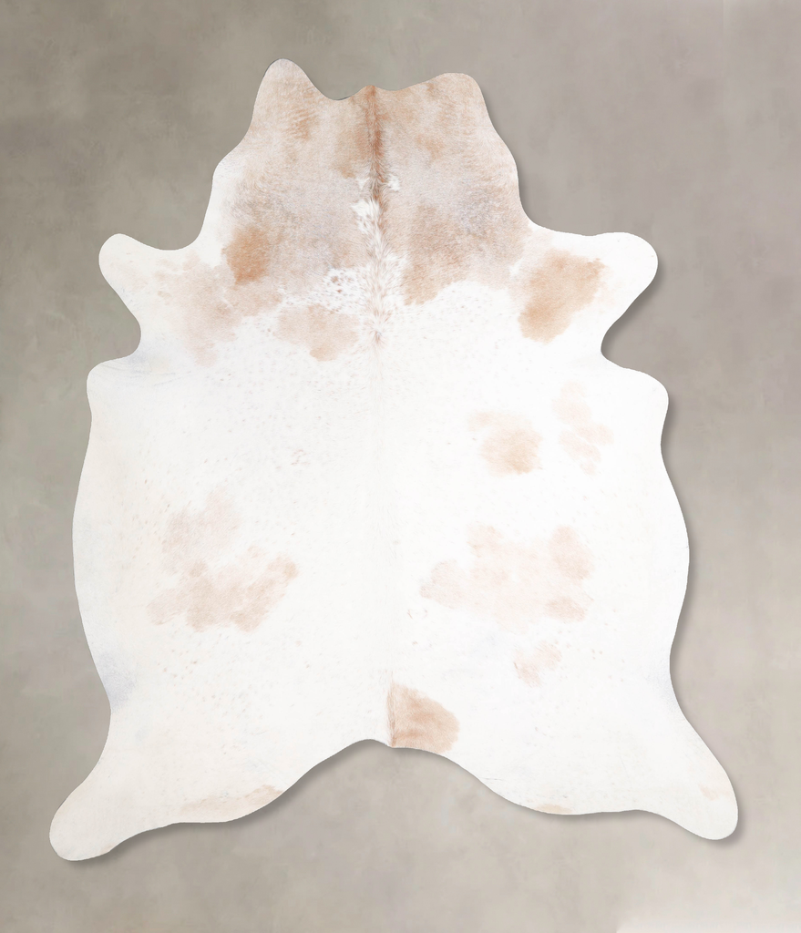 Beige and White XX-Large Brazilian Cowhide Rug 7'7"H x 6'8"W #A48085 by Hudson Hides