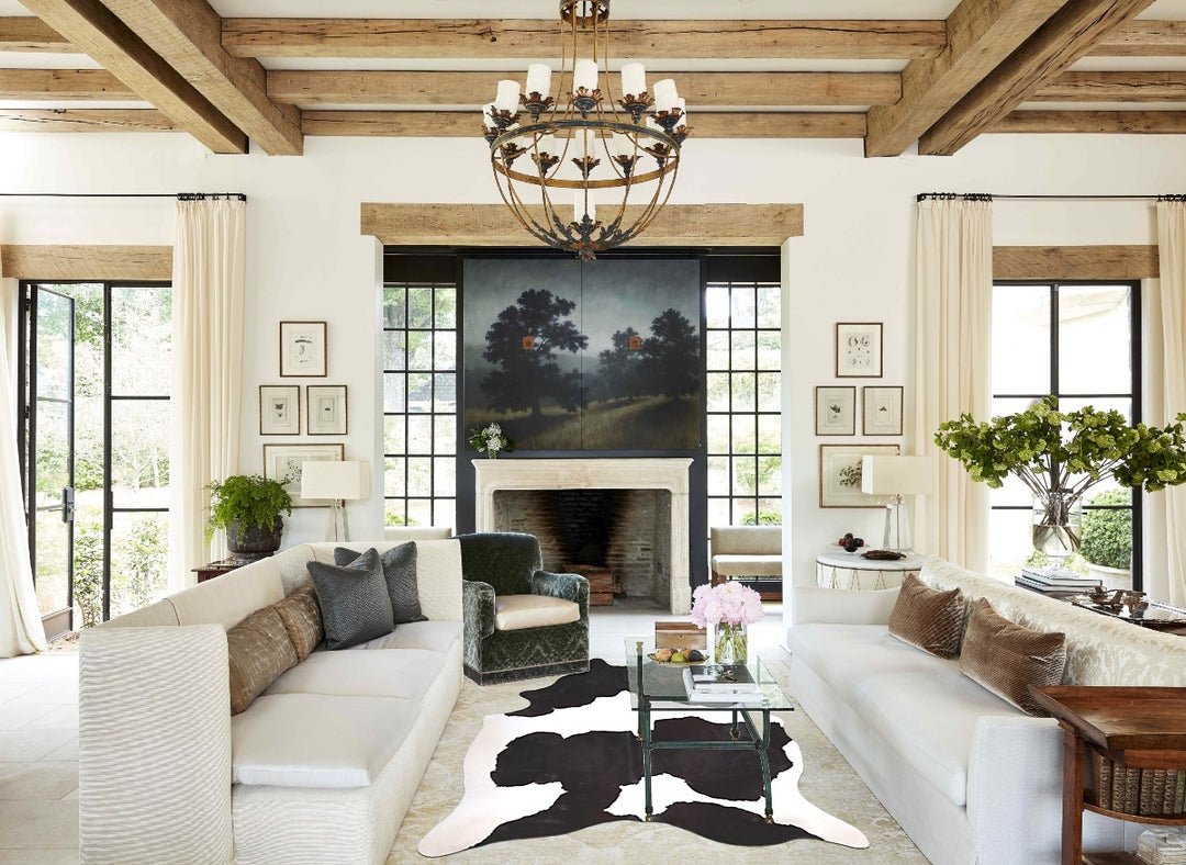 Black and White XX-Large Brazilian Cowhide Rug 8'7"H x 6'10"W #A48090 