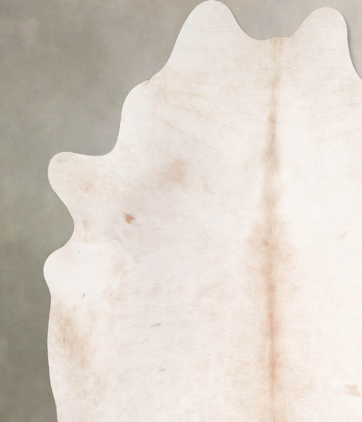 Ivory with Beige X-Large Brazilian Cowhide Rug 7'1"H x 6'5"W #A48091 by Hudson Hides