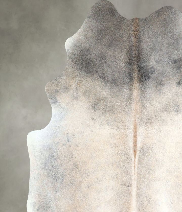 Grey with Beige X-Large Brazilian Cowhide Rug 6'11"H x 6'3"W #A48137 by Hudson Hides